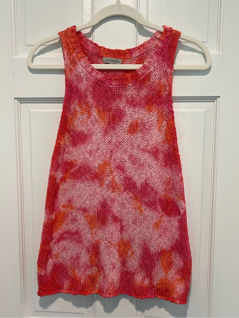 Jamison Cotton Knit Tank Top Pink Orange Tie Dye Sleeveless Chunky Sweater Small - Picture 3 of 7